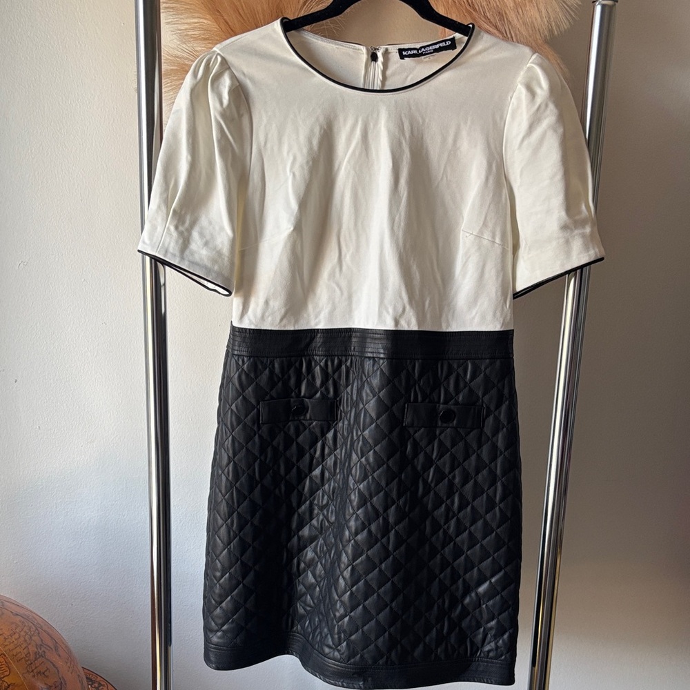 Karl Lagerfeld Black and White Quilted Dress